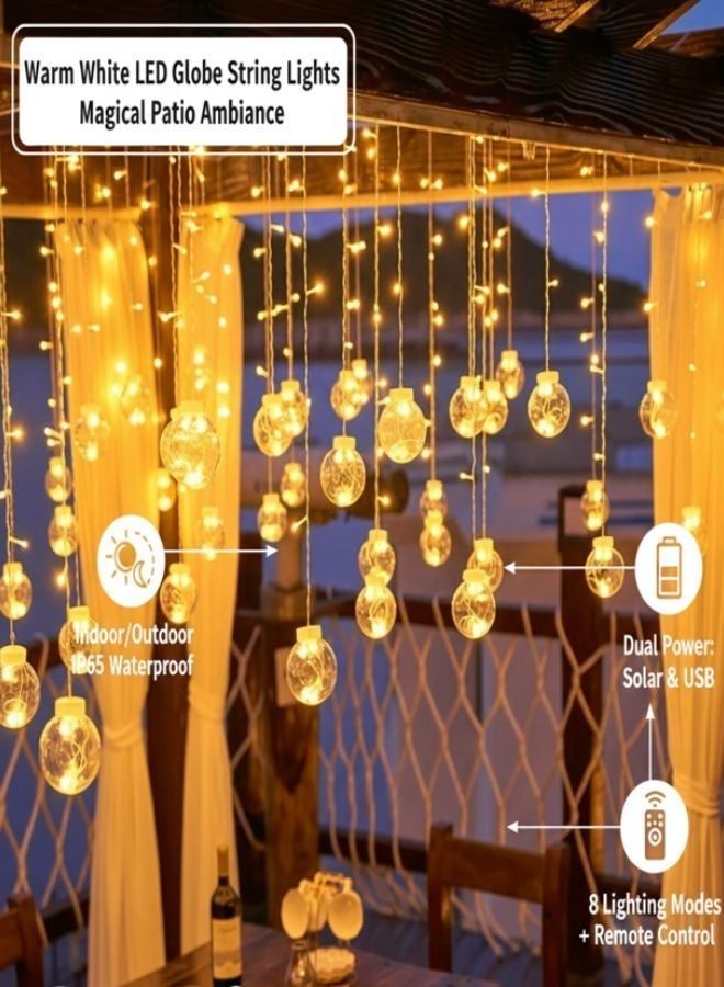 ZEESQUARE Warm White Curtain String Lights with Hanging Bulb Design – Decorative LED Fairy Lights for Bedroom, Living Room, Wedding & Home Décor - Image 3
